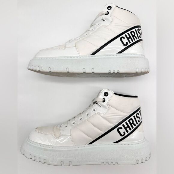 DIOR D-Player 'Quilted Nylon Hight Top Sneakers White Women’s Boots EU39.5 US9.5 - Picture 3 of 11
